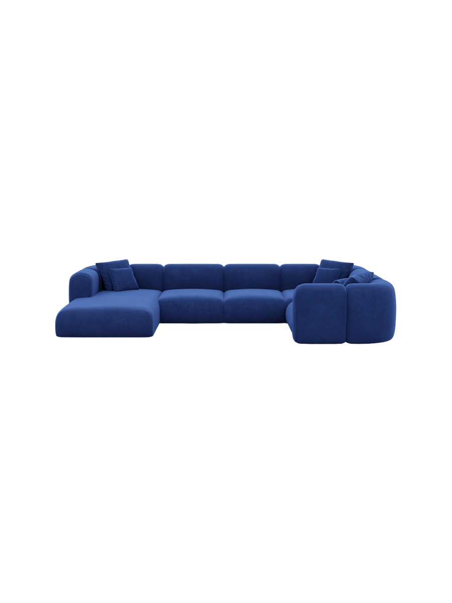 
6-Sitzer Design Panorama-Sofa „Terranova XL“ mit Samtbezug - Samtbezug Königsblau / Lange Seite links