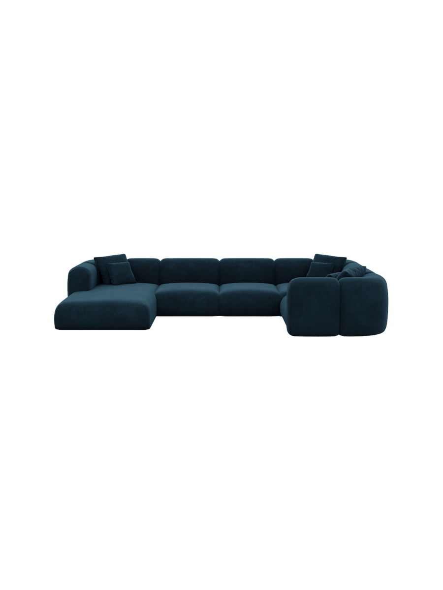 
6-Sitzer Design Panorama-Sofa „Terranova XL“ mit Samtbezug - Samtbezug Königsblau / Lange Seite links