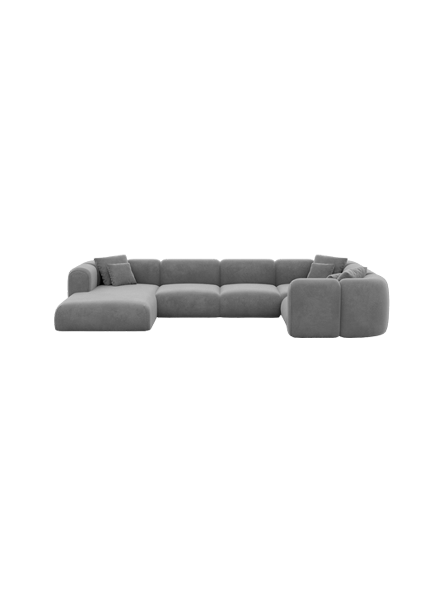 
6-Sitzer Design Panorama-Sofa „Terranova XL“ mit Samtbezug - Samtbezug Königsblau / Lange Seite links