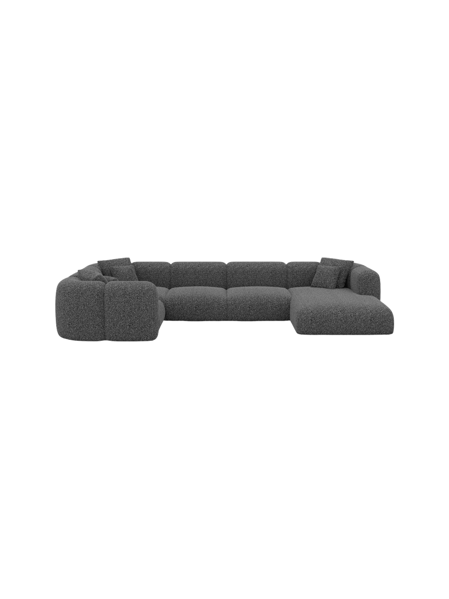 
6-Sitzer Design Panorama-Sofa „Terranova XL“ mit Bouclé-Bezug - Bouclé Graphit / Lange Seite links
