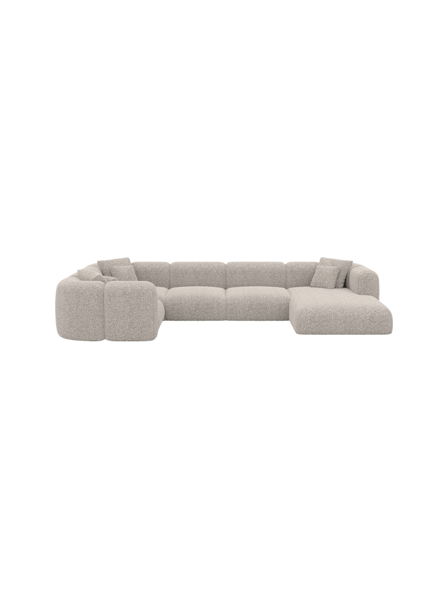 
6-Sitzer Design Panorama-Sofa „Terranova XL“ mit Bouclé-Bezug - Bouclé Graphit / Lange Seite links
