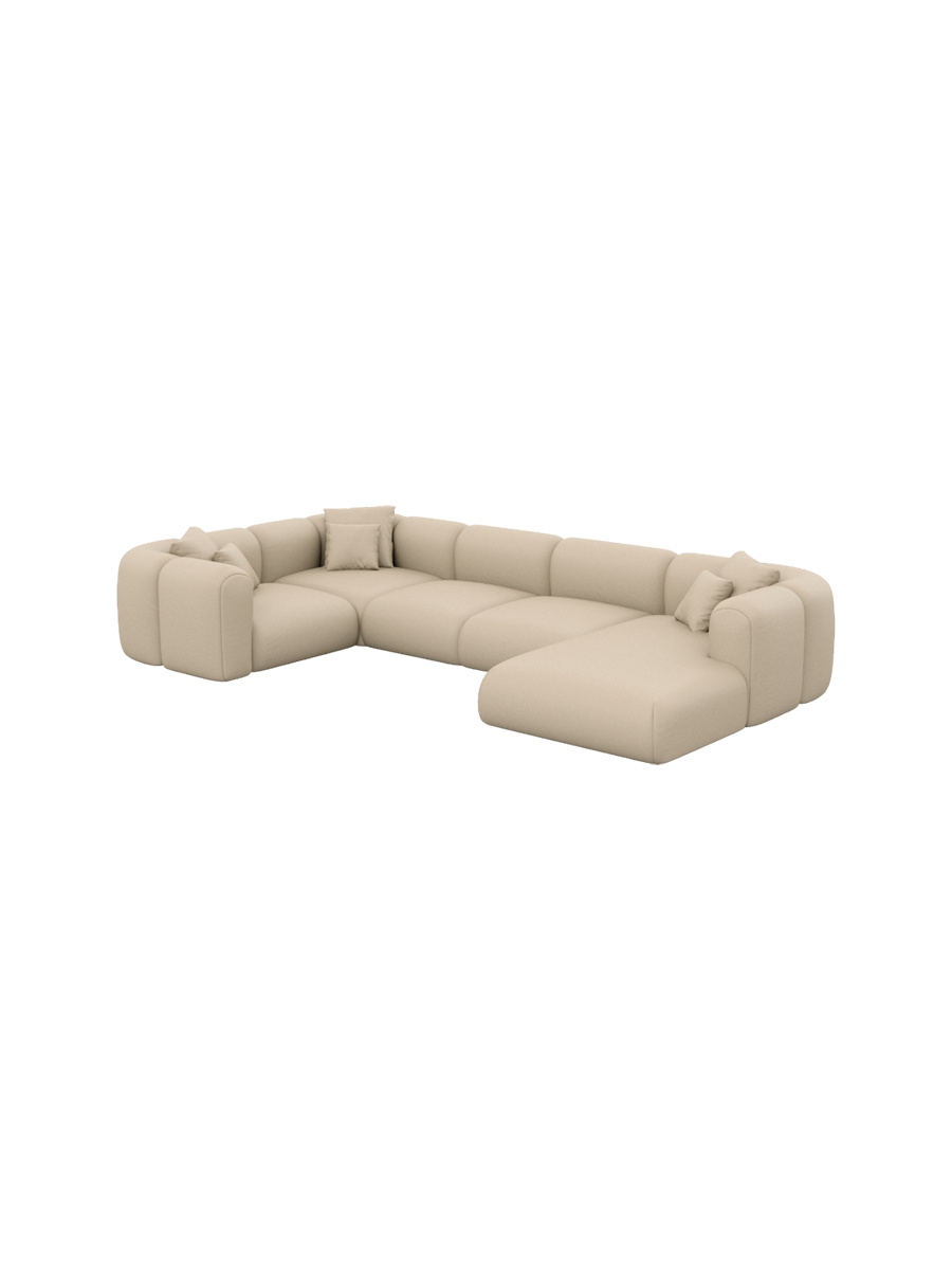
6-Sitzer Design Echtleder Panorama-Sofa „Terranova XL“ - Echtleder Beige / Lange Seite links