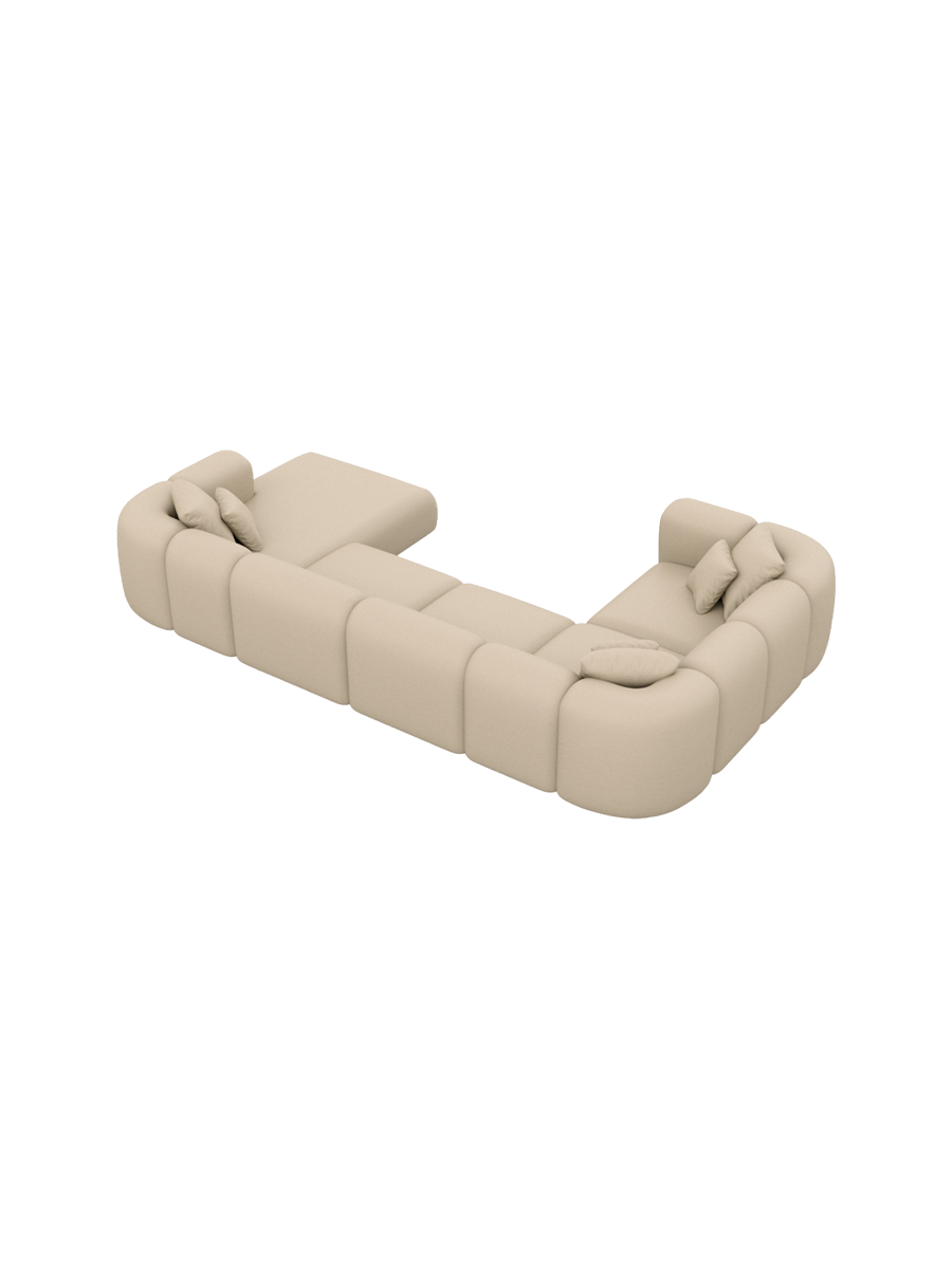 
6-Sitzer Design Echtleder Panorama-Sofa „Terranova XL“ - Echtleder Beige / Lange Seite links