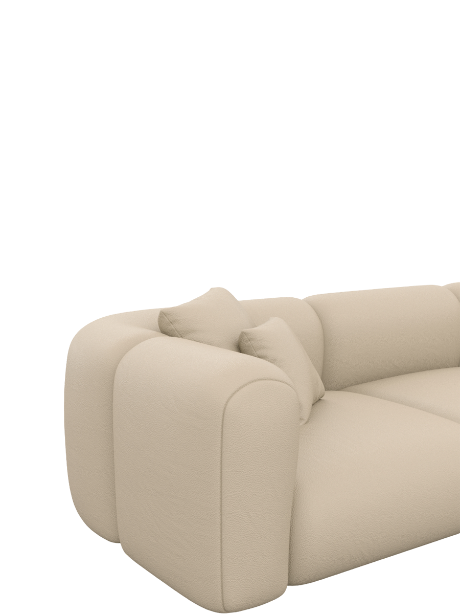 
6-Sitzer Design Echtleder Panorama-Sofa „Terranova XL“ - Echtleder Beige / Lange Seite links