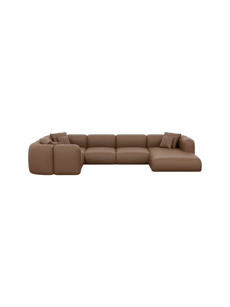 
6-Sitzer Design Echtleder Panorama-Sofa „Terranova XL“ - Echtleder Beige / Lange Seite links