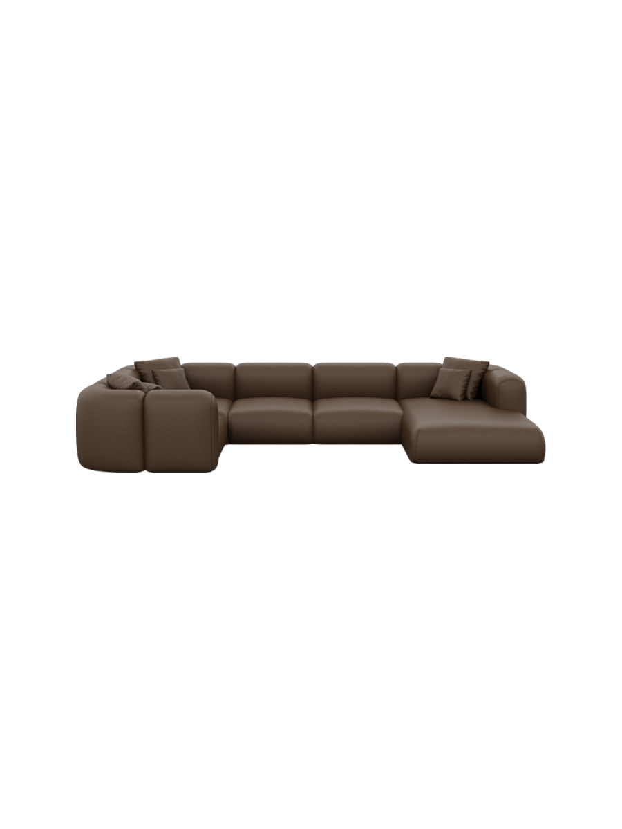 
6-Sitzer Design Echtleder Panorama-Sofa „Terranova XL“ - Echtleder Beige / Lange Seite links