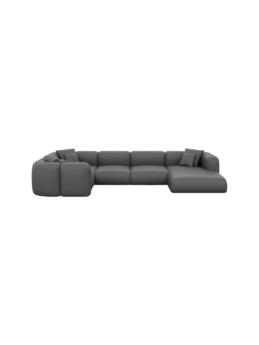 
6-Sitzer Design Echtleder Panorama-Sofa „Terranova XL“ - Echtleder Beige / Lange Seite links
