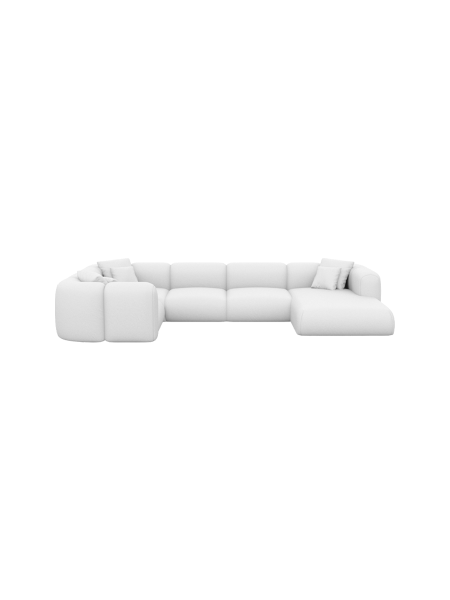 
6-Sitzer Design Echtleder Panorama-Sofa „Terranova XL“ - Echtleder Beige / Lange Seite links