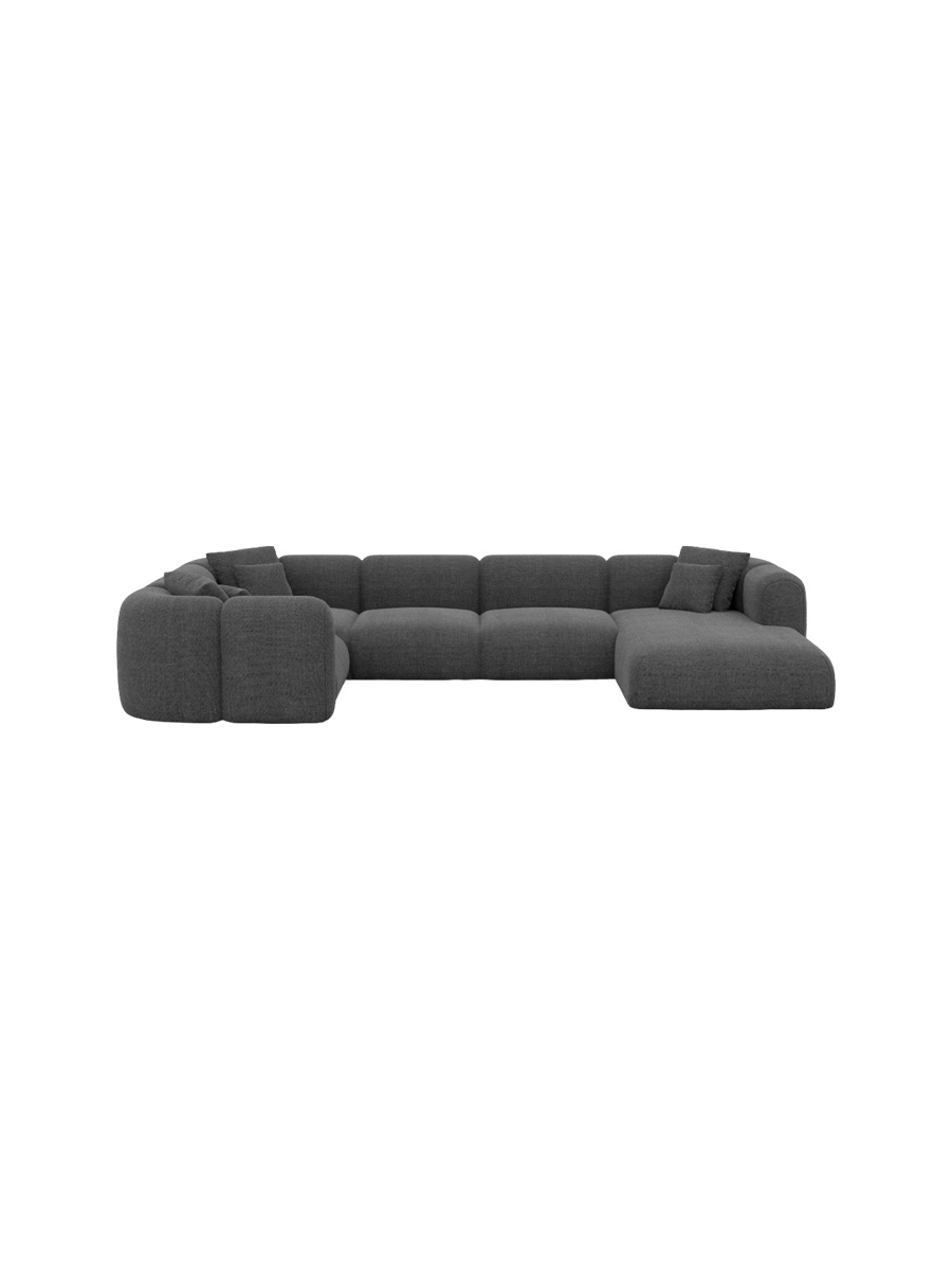 
6-Sitzer Design Panorama-Sofa „Terranova XL“ mit Strukturstoff-Bezug - Strukturstoff Anthrazit / Lange Seite links
