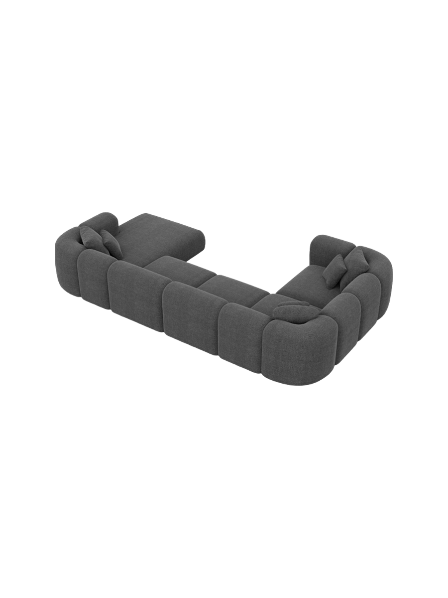 
6-Sitzer Design Panorama-Sofa „Terranova XL“ mit Strukturstoff-Bezug - Strukturstoff Anthrazit / Lange Seite links