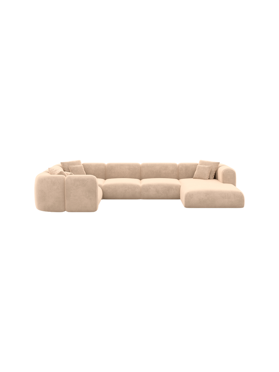 
6-Sitzer Design Panorama-Sofa „Terranova XL“ mit Samtbezug - Samtbezug Königsblau / Lange Seite links