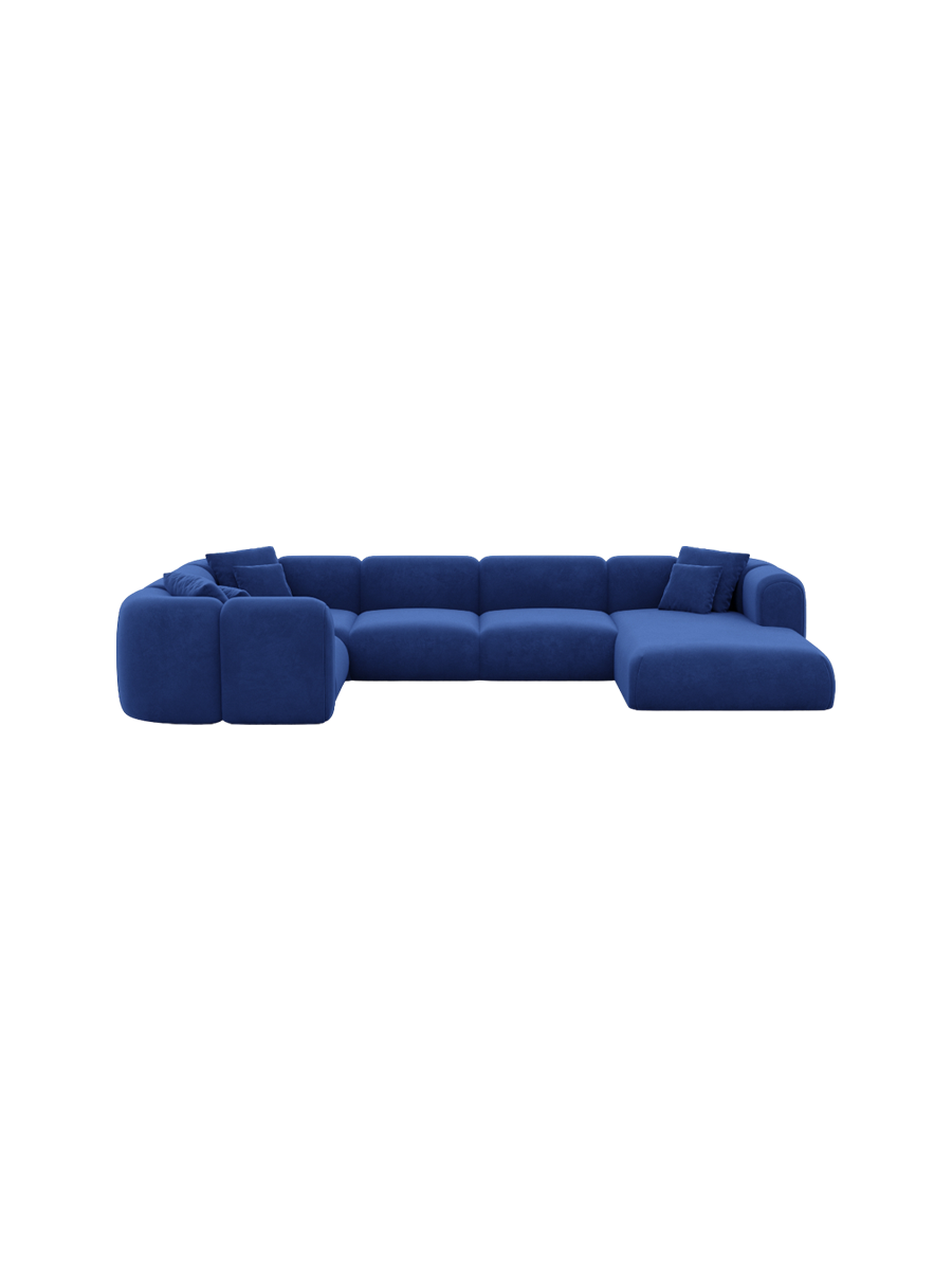 
6-Sitzer Design Panorama-Sofa „Terranova XL“ mit Samtbezug - Samtbezug Königsblau / Lange Seite links