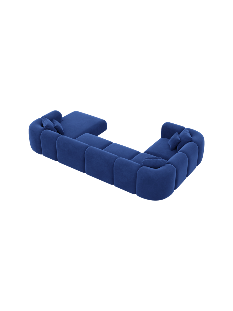 
6-Sitzer Design Panorama-Sofa „Terranova XL“ mit Samtbezug - Samtbezug Königsblau / Lange Seite links