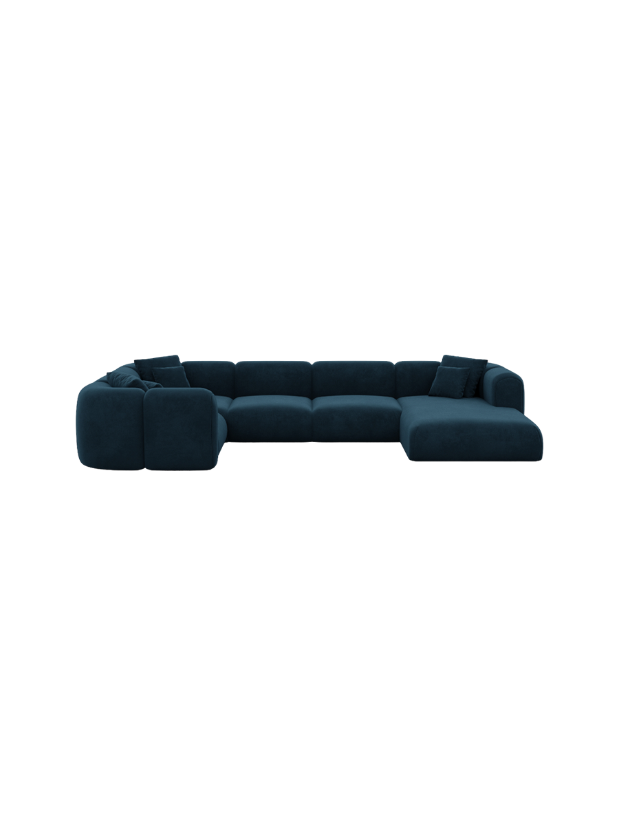 
6-Sitzer Design Panorama-Sofa „Terranova XL“ mit Samtbezug - Samtbezug Königsblau / Lange Seite links