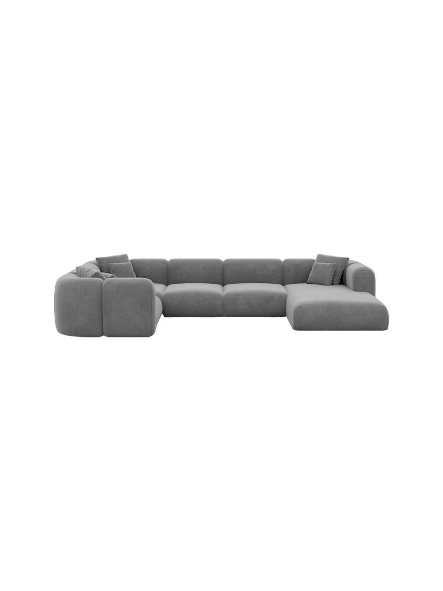 
6-Sitzer Design Panorama-Sofa „Terranova XL“ mit Samtbezug - Samtbezug Königsblau / Lange Seite links