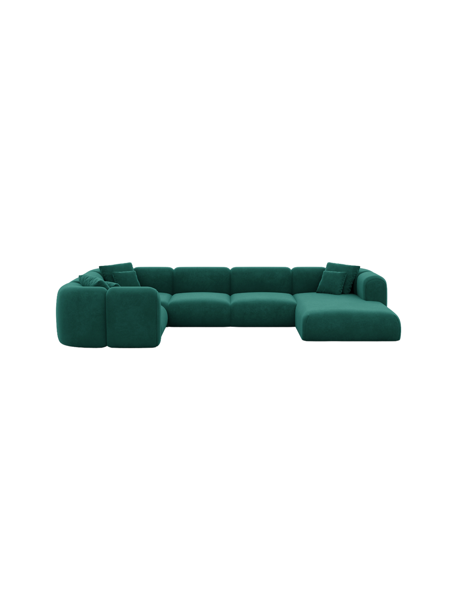 
6-Sitzer Design Panorama-Sofa „Terranova XL“ mit Samtbezug - Samtbezug Königsblau / Lange Seite links