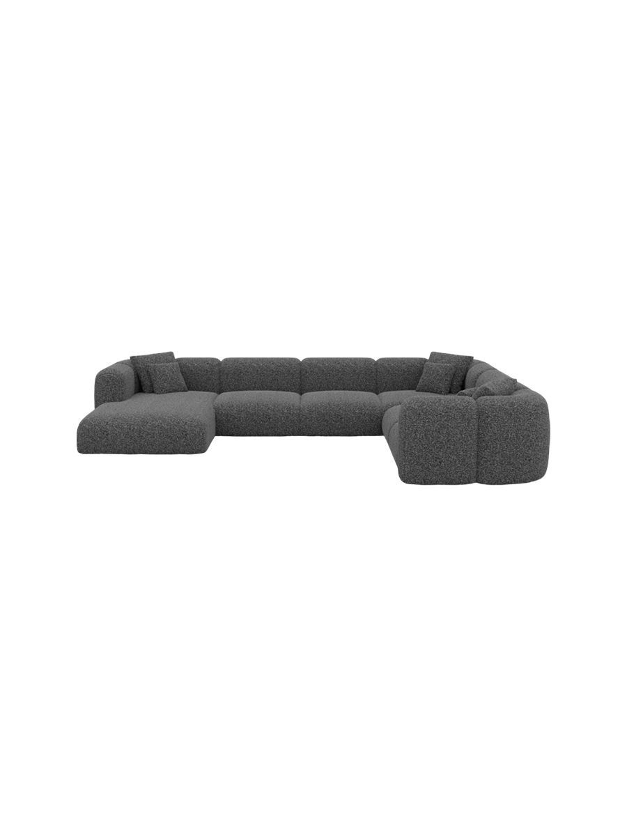 
7-Sitzer Design Panorama-Sofa „Terranova XXL“ mit Bouclé-Bezug - Bouclé Graphit / Lange Seite links