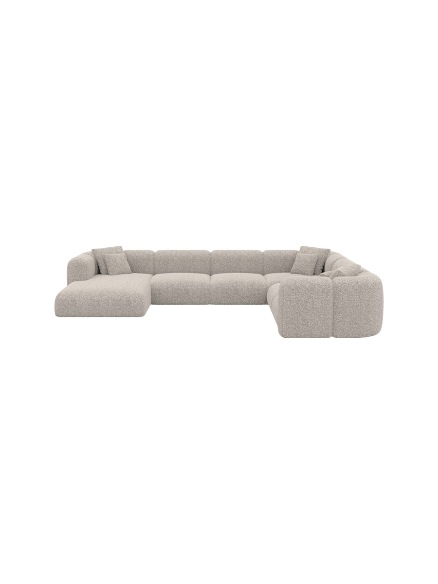 
7-Sitzer Design Panorama-Sofa „Terranova XXL“ mit Bouclé-Bezug - Bouclé Graphit / Lange Seite links