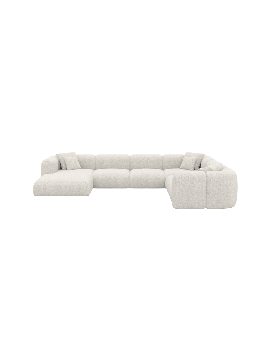
7-Sitzer Design Panorama-Sofa „Terranova XXL“ mit Bouclé-Bezug - Bouclé Graphit / Lange Seite links