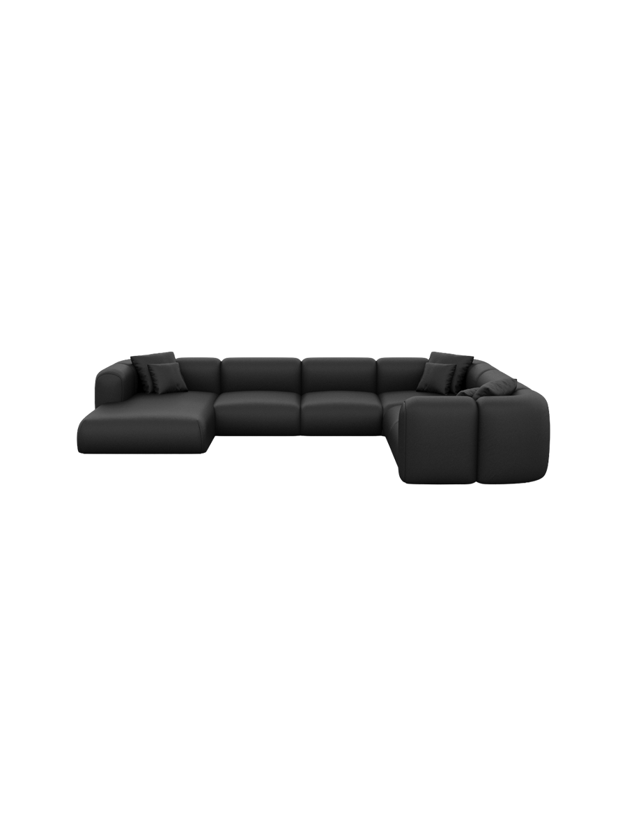 
7-Sitzer Design Echtleder Panorama-Sofa „Terranova Lounge XXL“ - Echtleder Beige / Lange Seite links
