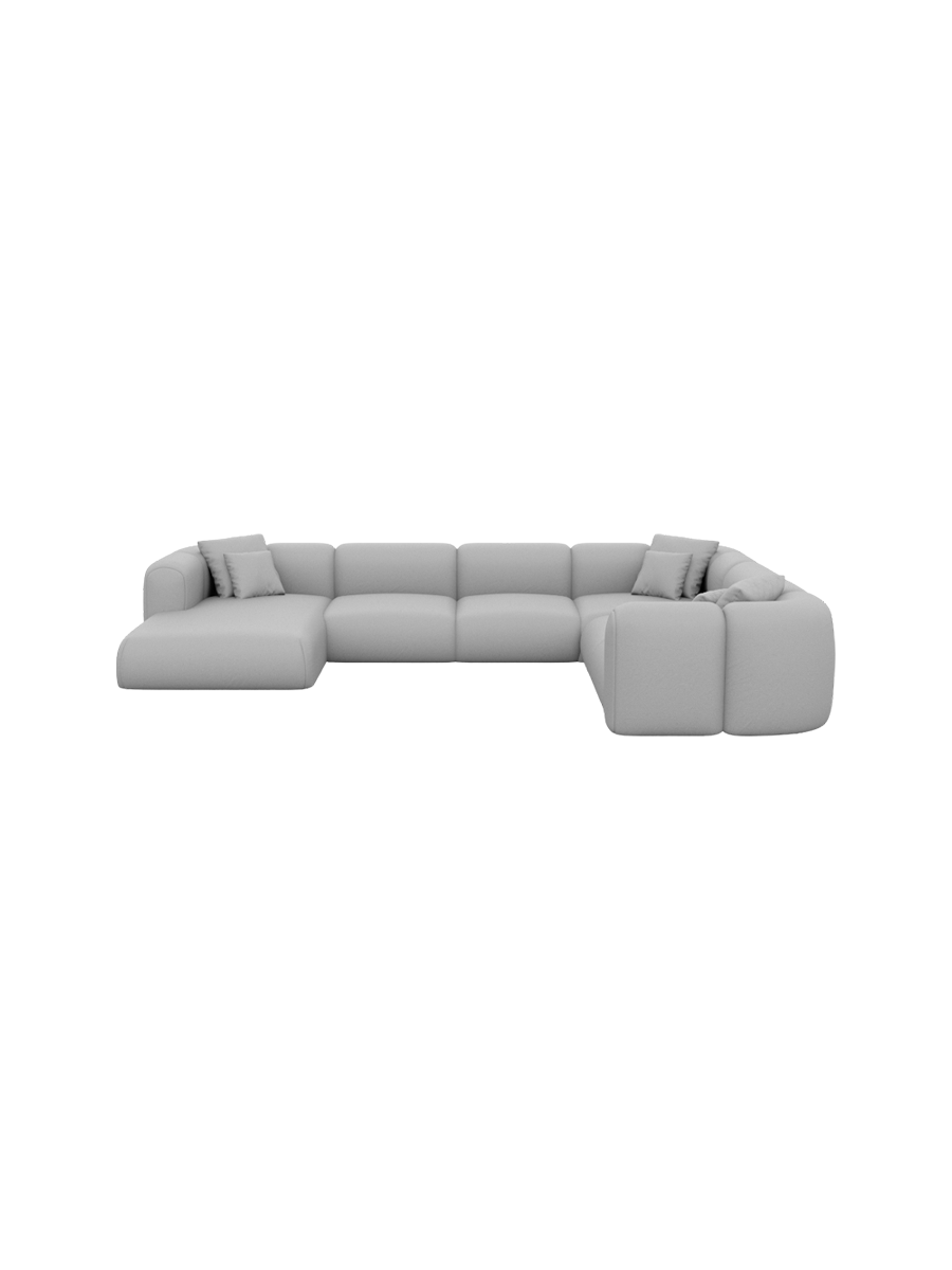 
7-Sitzer Design Echtleder Panorama-Sofa „Terranova Lounge XXL“ - Echtleder Beige / Lange Seite links