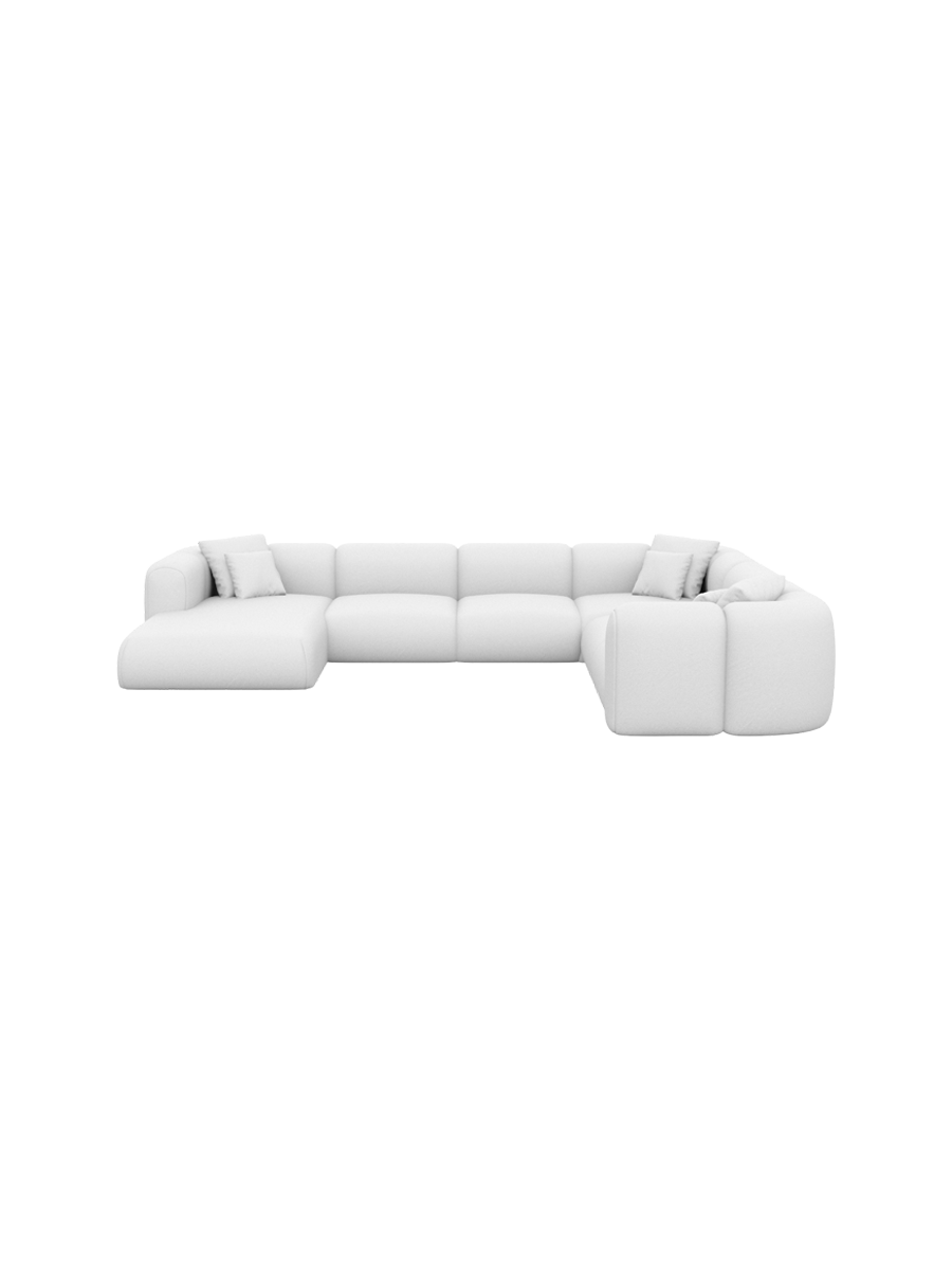 
7-Sitzer Design Echtleder Panorama-Sofa „Terranova Lounge XXL“ - Echtleder Beige / Lange Seite links