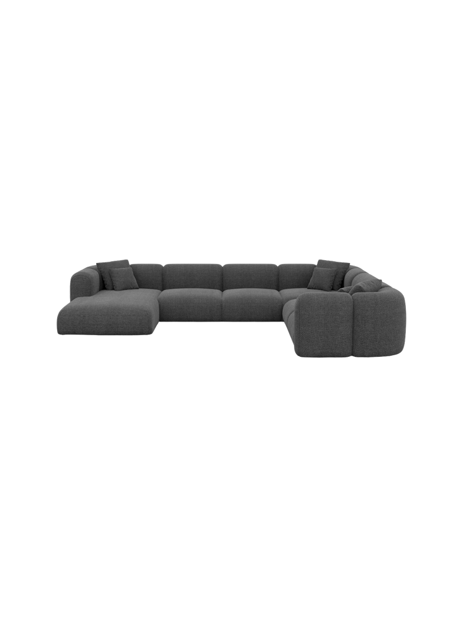 
7-Sitzer Design Panorama-Sofa „Terranova XXL“ mit Strukturstoff-Bezug - Strukturstoff Anthrazit / Lange Seite links