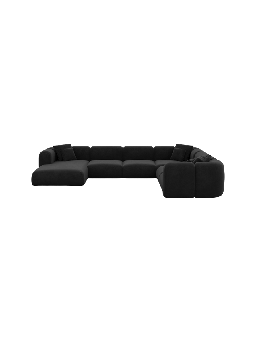 
7-Sitzer Design Panorama-Sofa „Terranova Lounge XXL“ mit Samtbezug - Samtbezug Königsblau / Lange Seite links