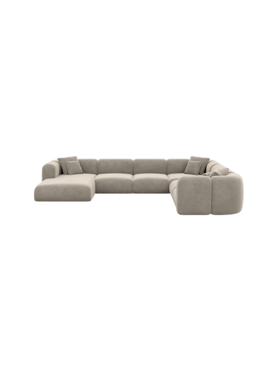 
7-Sitzer Design Panorama-Sofa „Terranova Lounge XXL“ mit Samtbezug - Samtbezug Königsblau / Lange Seite links