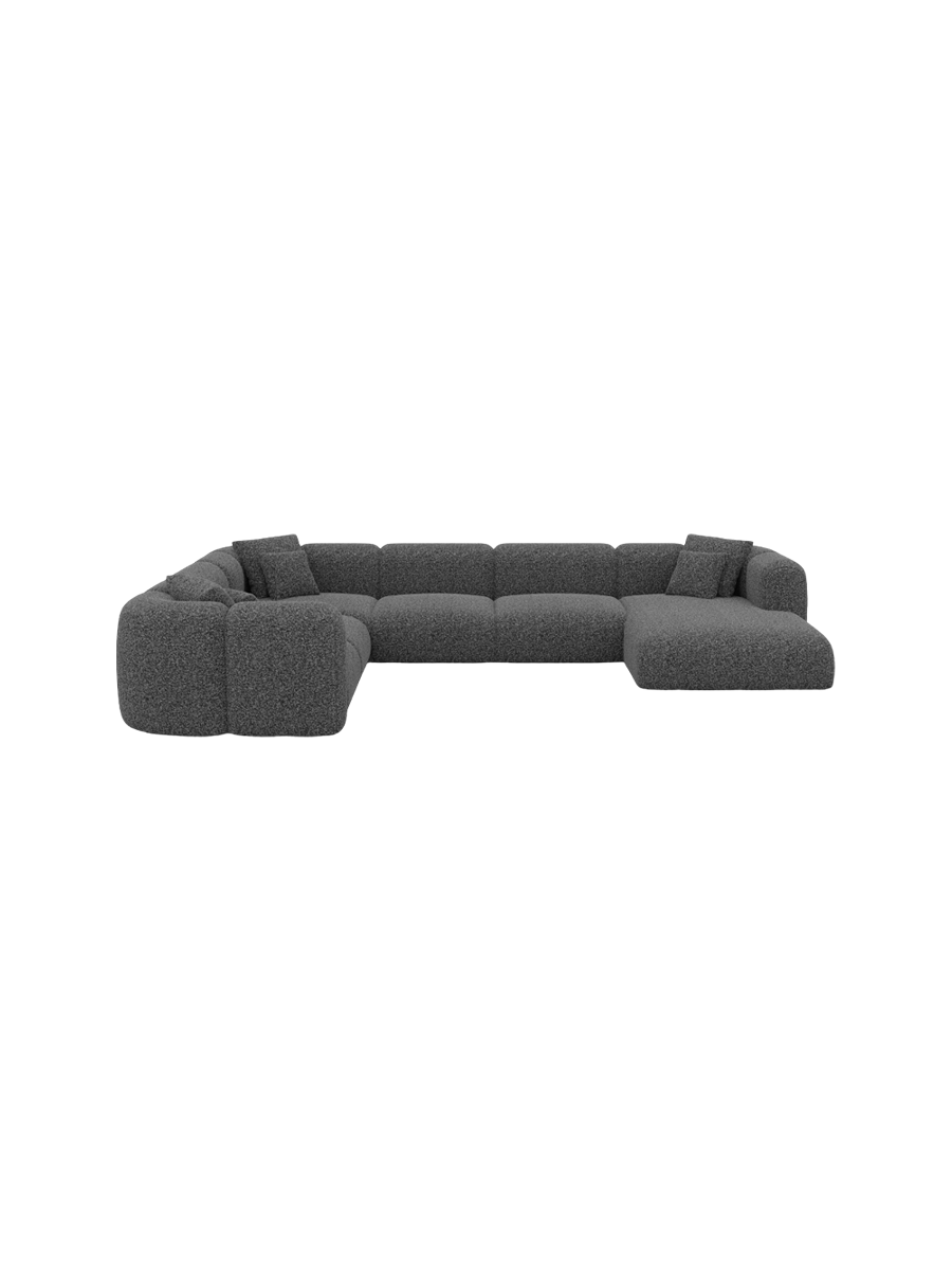 
7-Sitzer Design Panorama-Sofa „Terranova XXL“ mit Bouclé-Bezug - Bouclé Graphit / Lange Seite links