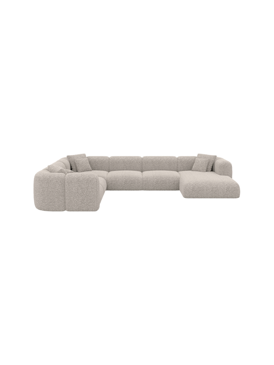 
7-Sitzer Design Panorama-Sofa „Terranova XXL“ mit Bouclé-Bezug - Bouclé Graphit / Lange Seite links