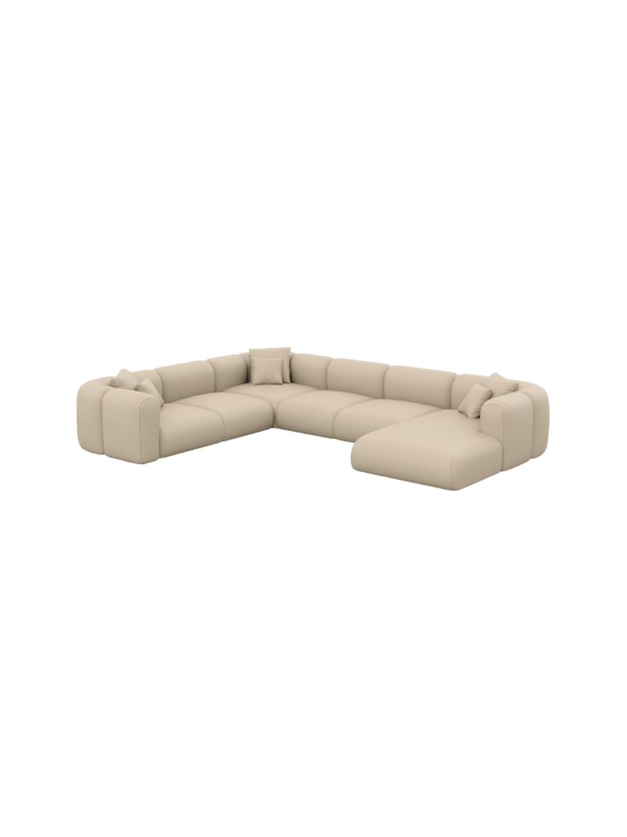 
7-Sitzer Design Echtleder Panorama-Sofa „Terranova Lounge XXL“ - Echtleder Beige / Lange Seite links