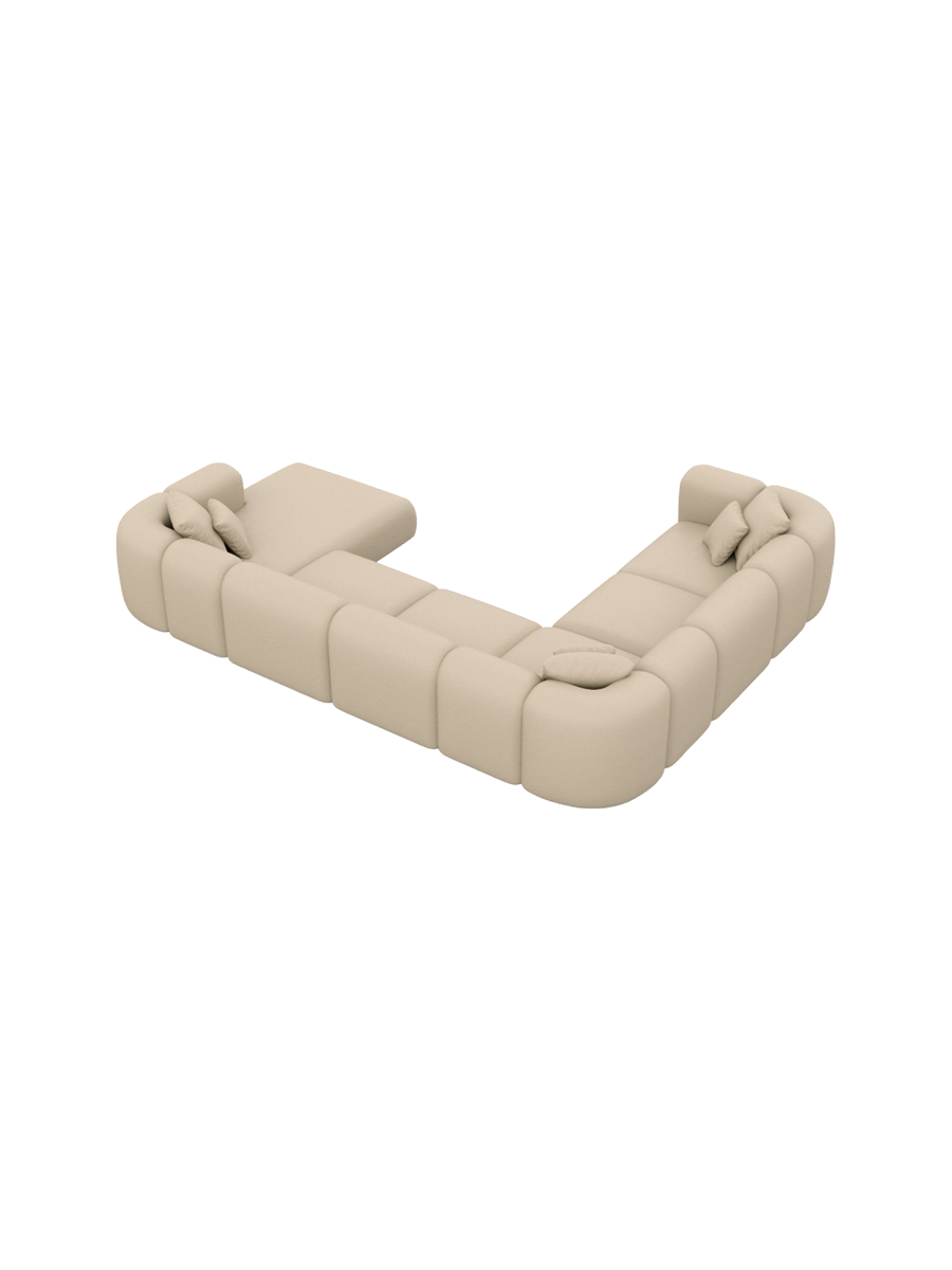 
7-Sitzer Design Echtleder Panorama-Sofa „Terranova Lounge XXL“ - Echtleder Beige / Lange Seite links