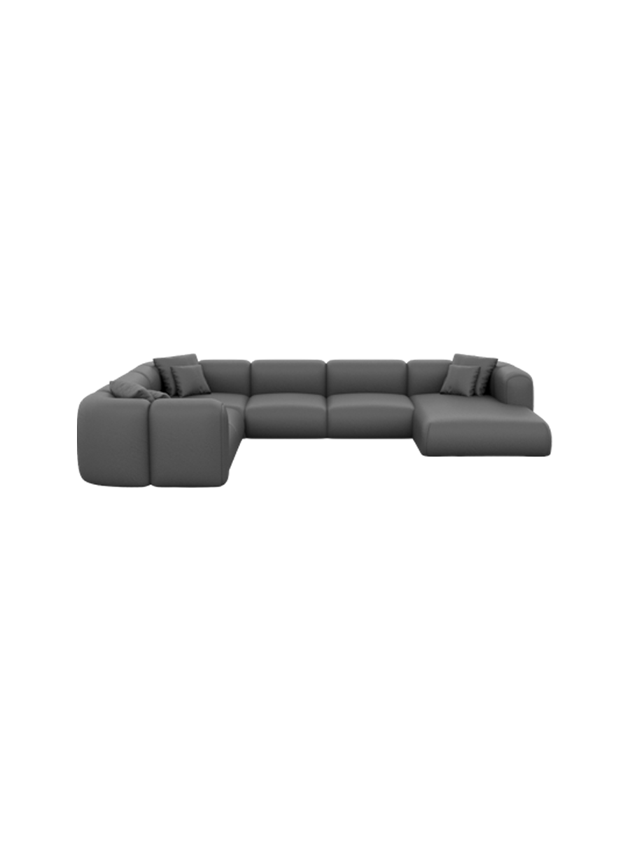 
7-Sitzer Design Echtleder Panorama-Sofa „Terranova Lounge XXL“ - Echtleder Beige / Lange Seite links