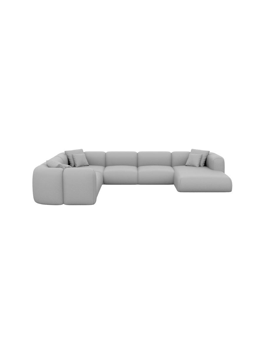 
7-Sitzer Design Echtleder Panorama-Sofa „Terranova Lounge XXL“ - Echtleder Beige / Lange Seite links
