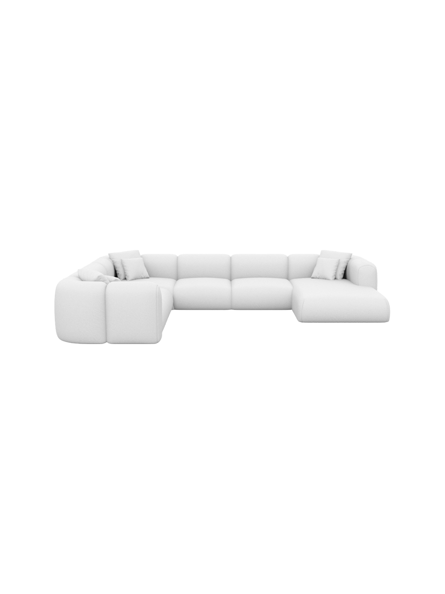 
7-Sitzer Design Echtleder Panorama-Sofa „Terranova Lounge XXL“ - Echtleder Beige / Lange Seite links