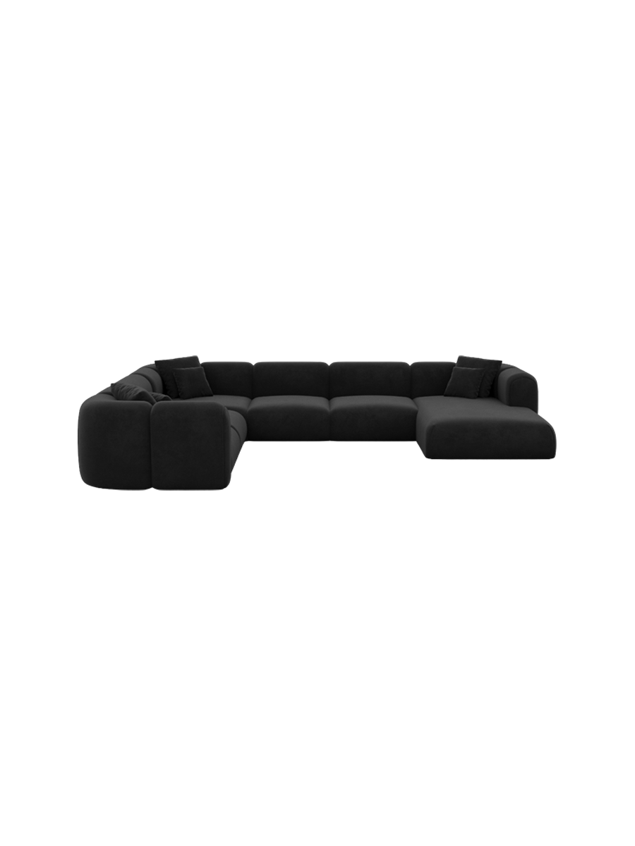 
7-Sitzer Design Panorama-Sofa „Terranova Lounge XXL“ mit Samtbezug - Samtbezug Königsblau / Lange Seite links