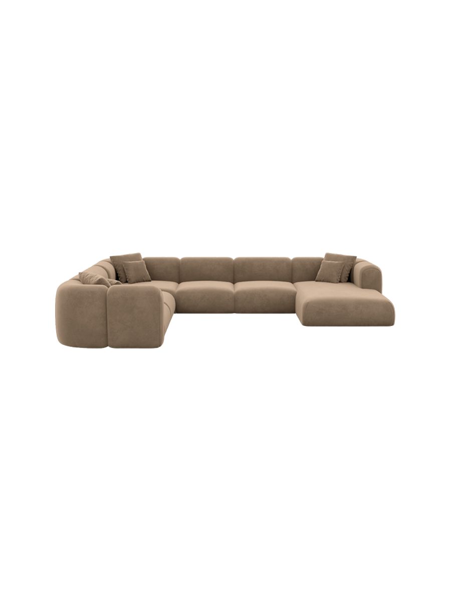 
7-Sitzer Design Panorama-Sofa „Terranova Lounge XXL“ mit Samtbezug - Samtbezug Königsblau / Lange Seite links