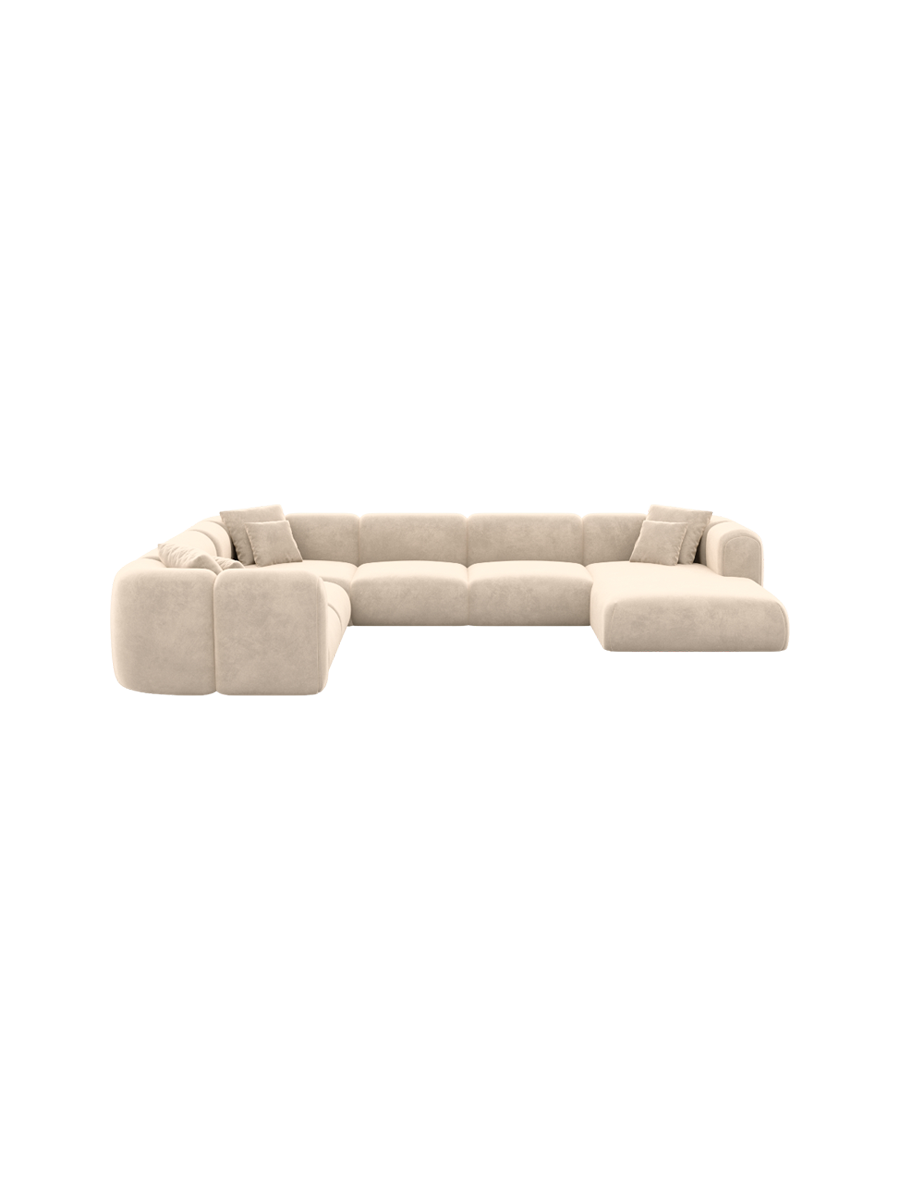 
7-Sitzer Design Panorama-Sofa „Terranova Lounge XXL“ mit Samtbezug - Samtbezug Königsblau / Lange Seite links