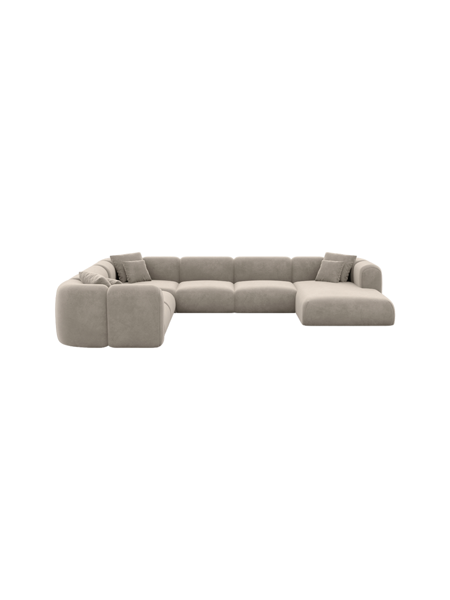 
7-Sitzer Design Panorama-Sofa „Terranova Lounge XXL“ mit Samtbezug - Samtbezug Königsblau / Lange Seite links