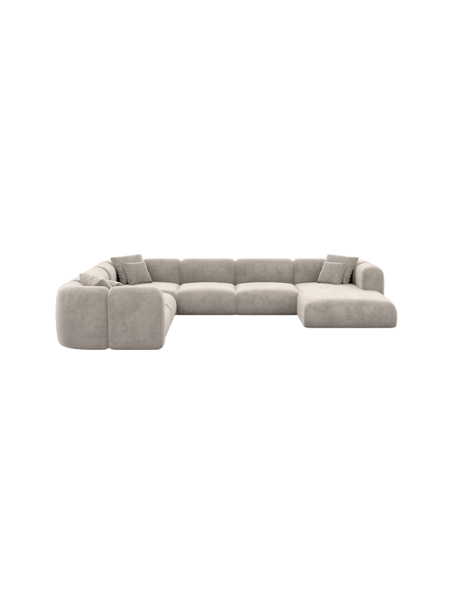 
7-Sitzer Design Panorama-Sofa „Terranova Lounge XXL“ mit Samtbezug - Samtbezug Königsblau / Lange Seite links