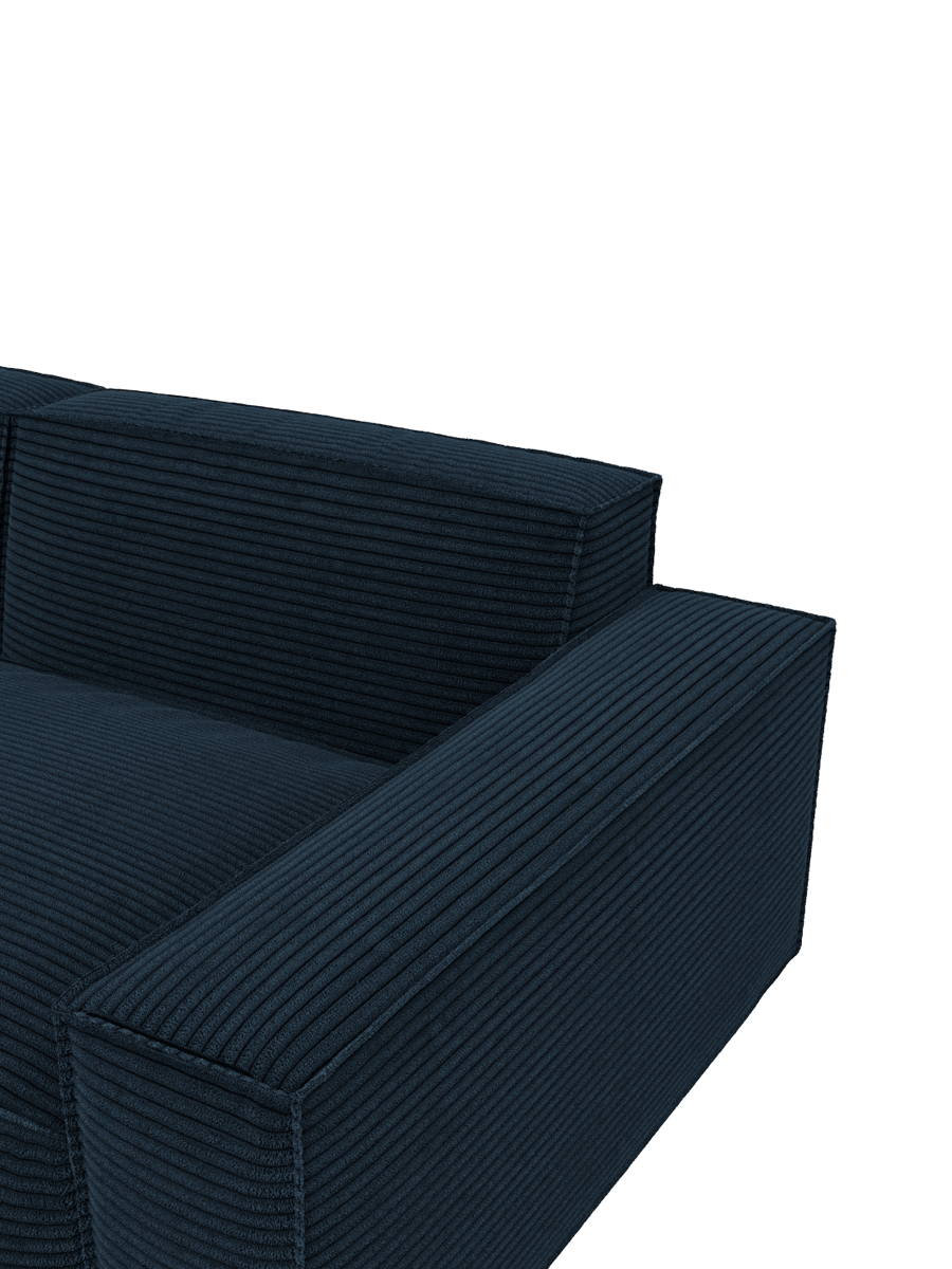 
5-Sitzer Design Ecksofa „Siena“, Cordsamt - Cordsamt Dunkelblau