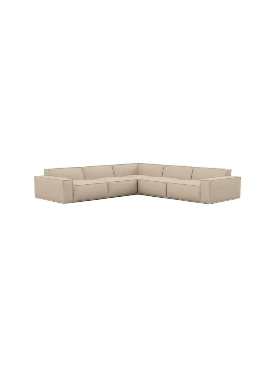 
5-Sitzer Design Echtleder Ecksofa „Siena“ - Echtleder Beige