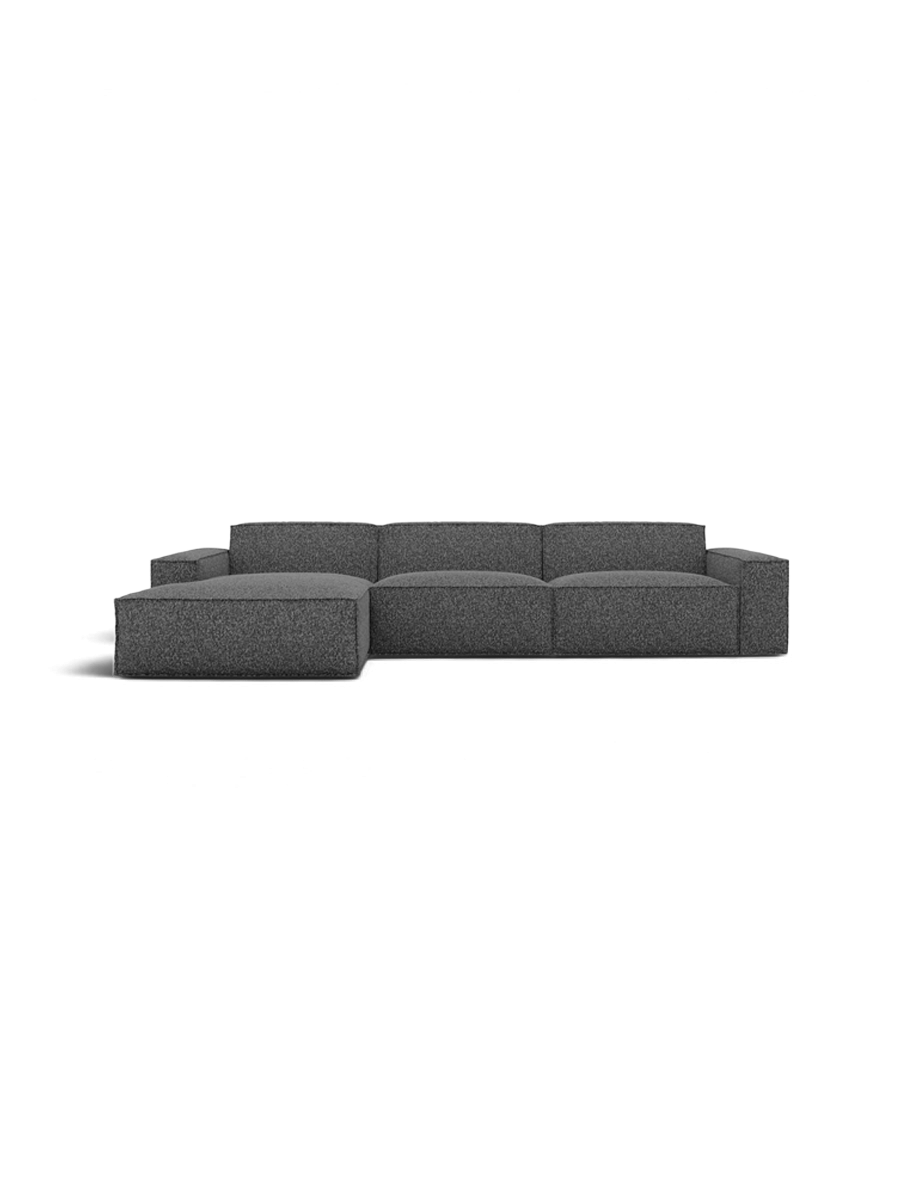 
4-seater designer corner sofa “Siena” with bouclé upholstery - Bouclé Graphite / Left corner section