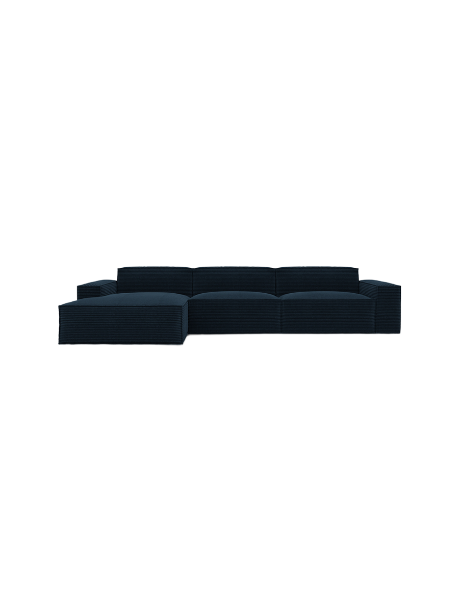 
4-Sitzer Design Ecksofa „Siena“, Cordsamt - Cordsamt Dunkelblau / Eckteil links