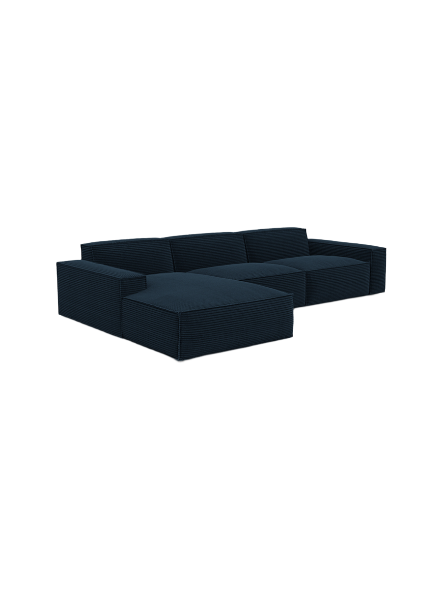 
4-Sitzer Design Ecksofa „Siena“, Cordsamt - Cordsamt Dunkelblau / Eckteil links
