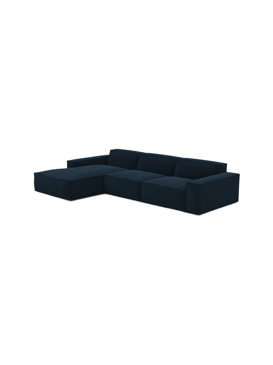 
4-Sitzer Design Ecksofa „Siena“, Cordsamt - Cordsamt Dunkelblau / Eckteil links