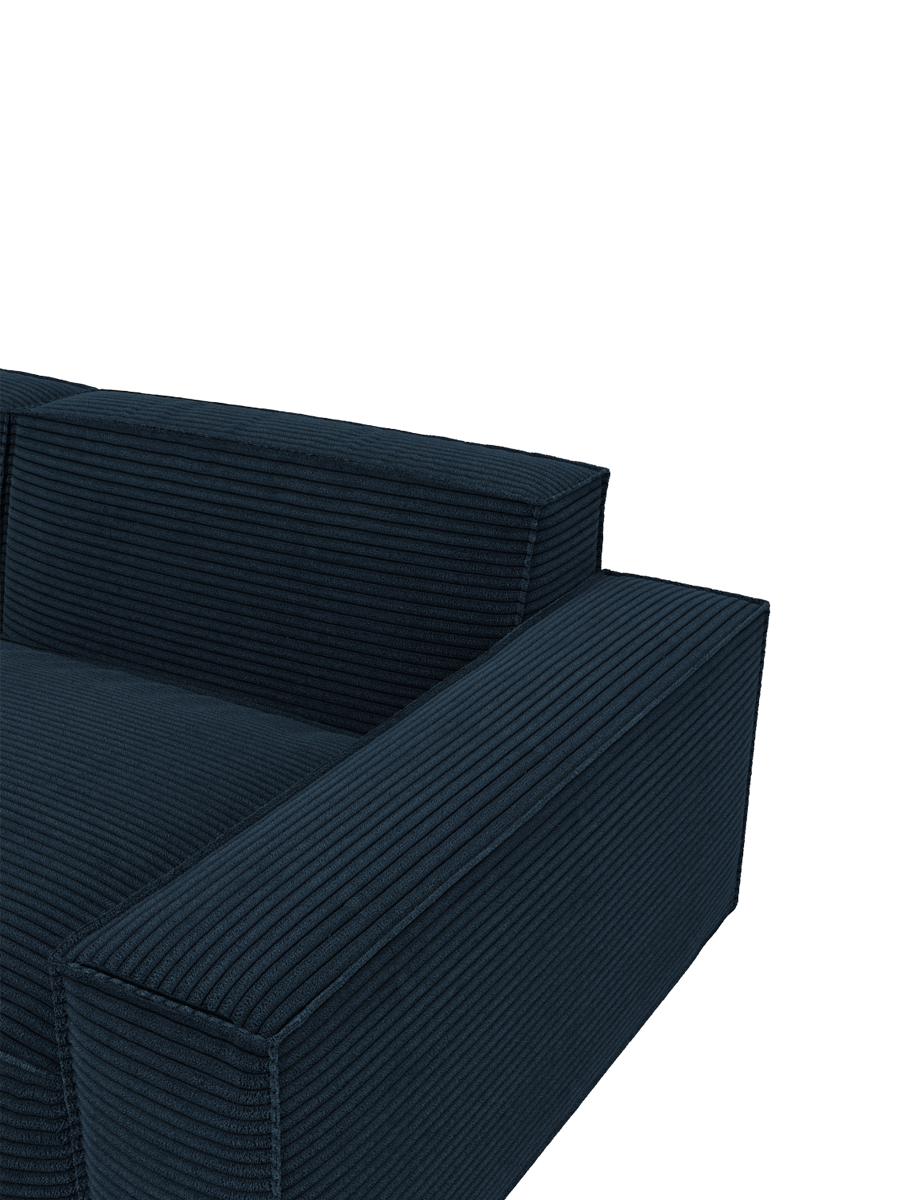 
4-Sitzer Design Ecksofa „Siena“, Cordsamt - Cordsamt Dunkelblau / Eckteil links