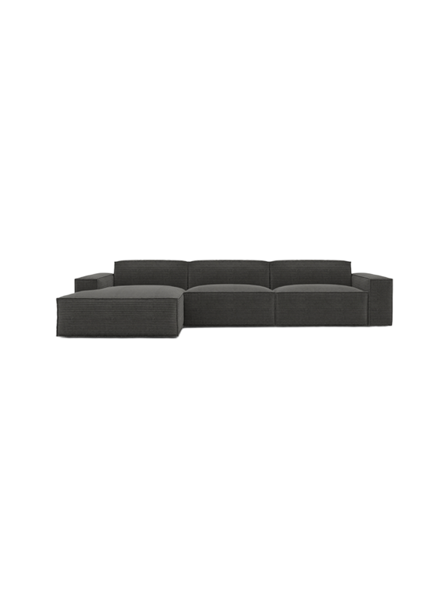 
4-Sitzer Design Ecksofa „Siena“, Cordsamt - Cordsamt Dunkelblau / Eckteil links