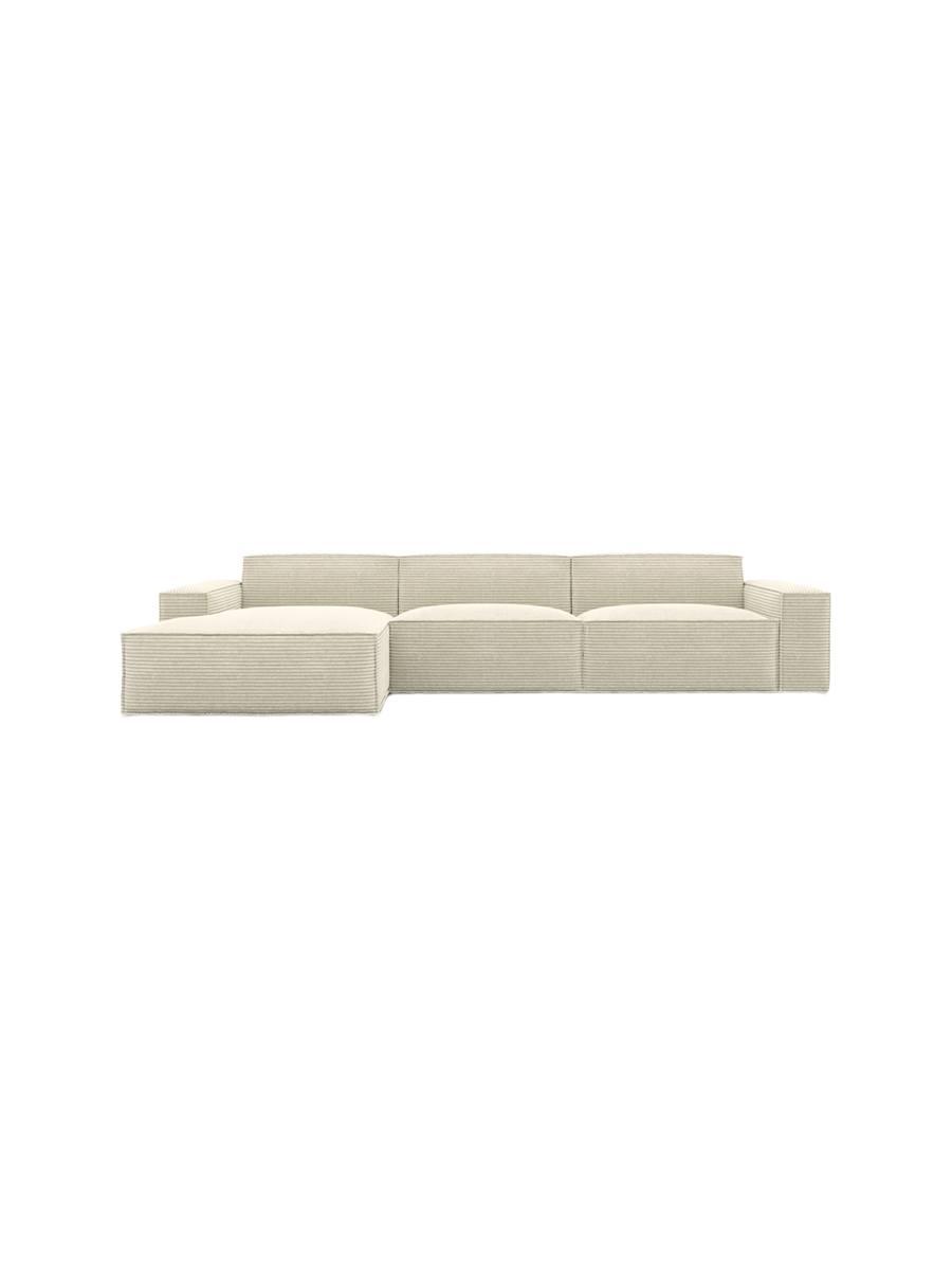 
4-Sitzer Design Ecksofa „Siena“, Cordsamt - Cordsamt Dunkelblau / Eckteil links